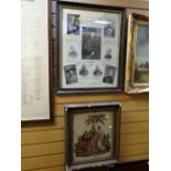 A framed selection of portraits of the Boer War military leaders together with a framed tapestry
