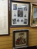 A framed selection of portraits of the Boer War military leaders together with a framed tapestry