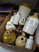 Collection of various salt glazed stoneware jars & bottles
