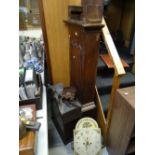 A mid-nineteenth century oak & inlaid eight-day longcase clock (for restoration) together with a