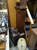 A mid-nineteenth century oak & inlaid eight-day longcase clock (for restoration) together with a