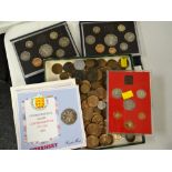 A collection of loose pre-decimal coinage together with some cased early decimal coins