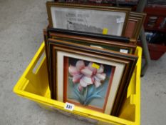 Box of framed prints & photographs