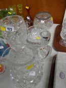 A good quality cut glass jug vases & rose bowl etc