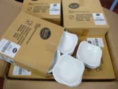 Box of MB31 square white sauce bowls, 3.5 x 1 ins