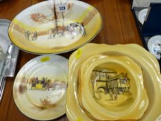Collection of Doulton and other coaching scene plates and bowls