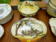 Lobed dish and a fruit bowl by Royal Doulton 'Old English' scenes