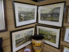 Set of four framed engravings titled 'The Vale of Aylesbury Steeplechase' from original paintings by