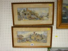 J HALL pair of well executed watercolour studies - depicting countryside farmsteads, one having