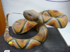 Large Comego resin model of a rattlesnake