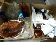 Mixed collection of glass and ornamental ceramics etc including a Murano glass clown