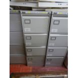 Silverline grey metal four drawer filing cabinet with key