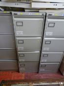 Silverline grey metal four drawer filing cabinet with key