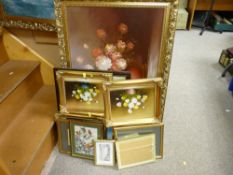 Mixed selection of gilt framed modern oils on canvas, pictures and prints