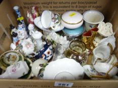 Box of ornamental figurines and cabinet ware etc