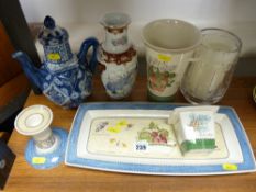 Collection of Sarah's Garden ornamental ware by Wedgwood, a cut glass candle stand and two