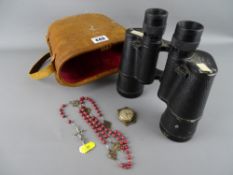 Cased pair of Elite 7x50 binoculars, a Mentor gent's wristwatch with no strap and a vintage set of