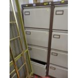 Brown metal four drawer filing cabinet (no key)