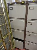 Brown metal four drawer filing cabinet (no key)