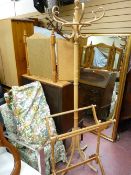 Light wood hat and coat stand and a towel airer