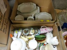 Two boxes of ornamental china and tableware including a quantity of Eternal Beau