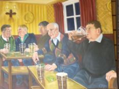 CARL HODGSON acrylic on canvas - titled 'The Regulars'
