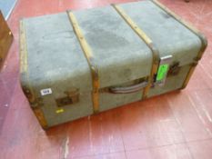 Grey coloured wooden banded case/trunk