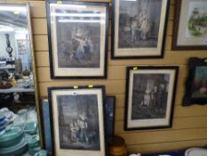 Set of four framed antique engravings - 'Cries of London', published late 18th Century
