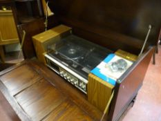 Priory style entertainment unit with vintage Sanyo G2611-Super stereo music system and speakers E/T