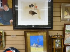 B RAPPINI oak framed watercolour - Egyptian scene and a framed abstract print, indistinct artist
