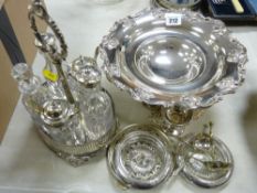Quantity of EP ware including a five bottle cruet stand