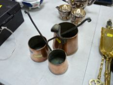 Three vintage copper cider measures