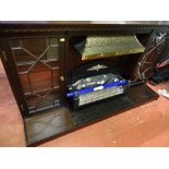 Dark wood fire surround with electric heater E/T