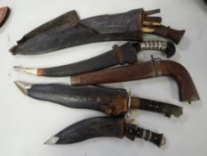 Collection of various kukri knives & daggers