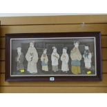 An early twentieth century framed collage effect of standing Oriental figures