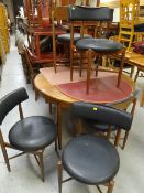 A 1960s / 70s circular G-plan teak dining table & five matching chairs, 74cms high