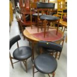 A 1960s / 70s circular G-plan teak dining table & five matching chairs, 74cms high