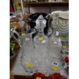 Cut glass decanters & jugs etc