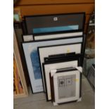 A parcel of framed black & white photographs and prints