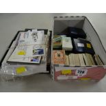 Parcel of cigarette cards, coins, First Day Cover stamps etc