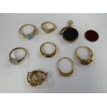 Parcel of mainly 9ct gem set jewels together with watch fob