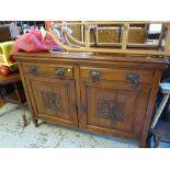 Arts & Crafts-style carved dresser-base, 99 x 137 x 47cms