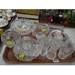 A tray of various cut glass bowls, trays etc