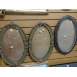 Three vintage oval convex wall hanging picture frames