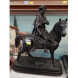 Spelter figure of horse & rider