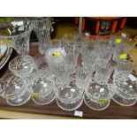 A tray of good quality drinking glasses, vases etc