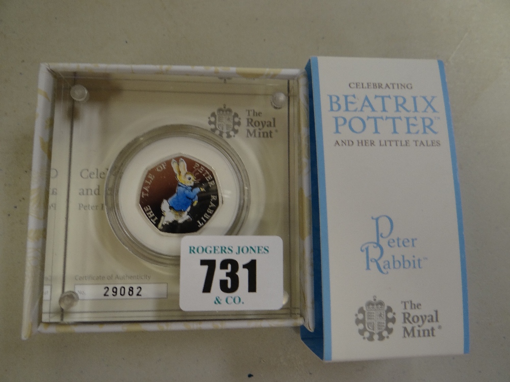 A 2017 Peter Rabbit silver proof 50p coin