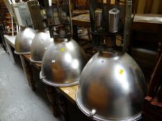 Four industrial ceiling lights