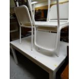 An IKEA Melltrop white extending dining table & four matching chairs