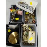 A parcel of various costume jewellery, compacts, wristwatch etc